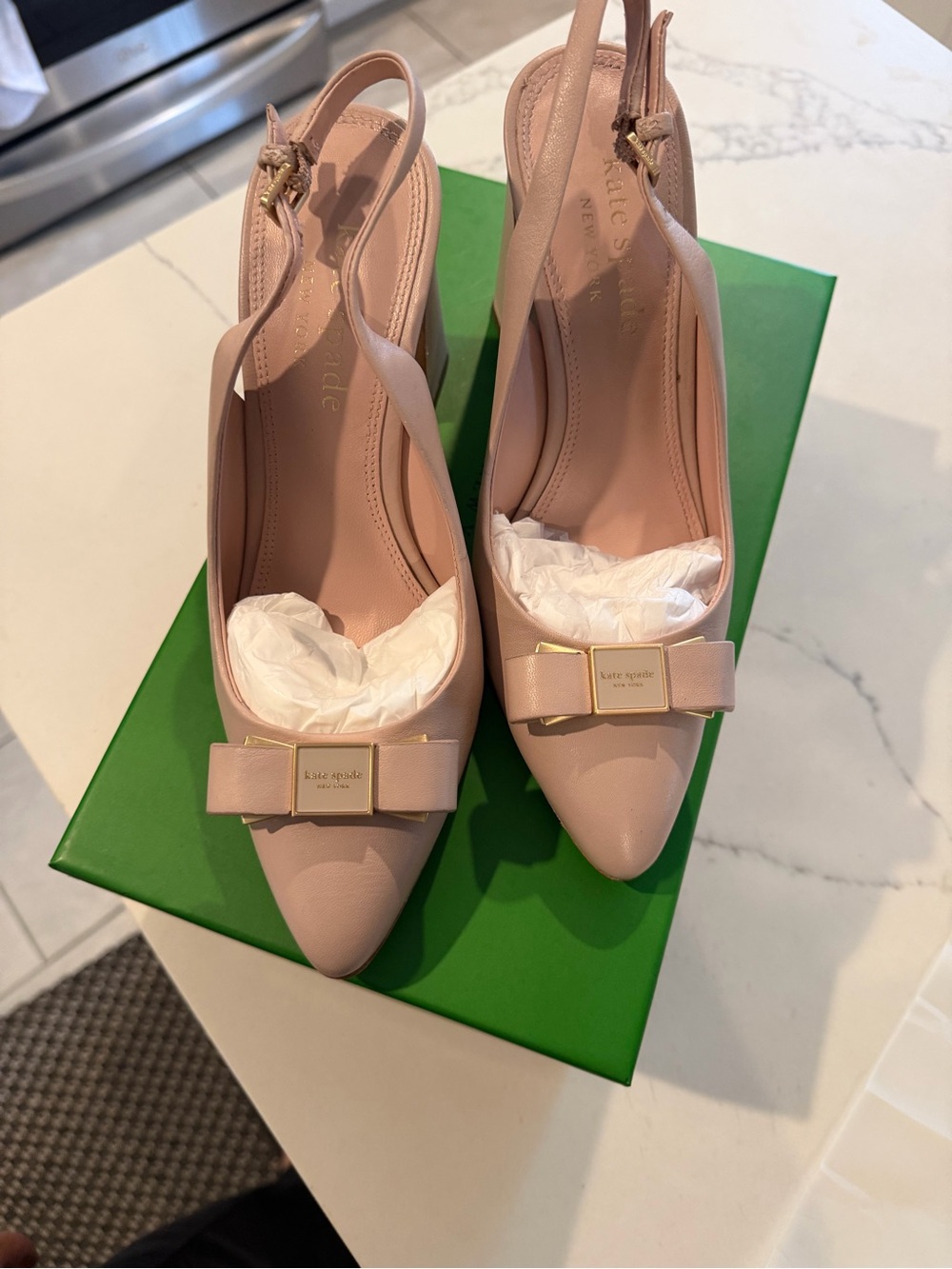 kate spade Blush Pink Bow Slingback Pointed-Toe Heels - Picture 2 of 7